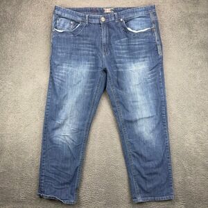 Denim Supply GS-115 Mens Blue Stretch Relaxed Fit Embroidered Jeans Size 44